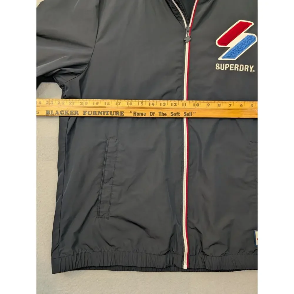 Superdry Track Cagoule Windbreaker Jacket Men’s Large Navy Blue Full Zip
